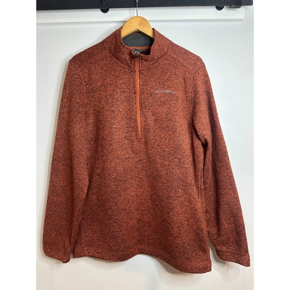 Eddie Bauer Mens Quarter Zip Pullover Sweater Orange Heathered M - Picture 1 of 8
